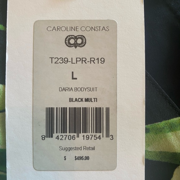 Caroline Constas Daria Bodysuit size L multi color black/green. New/Never worn - Picture 2 of 7
